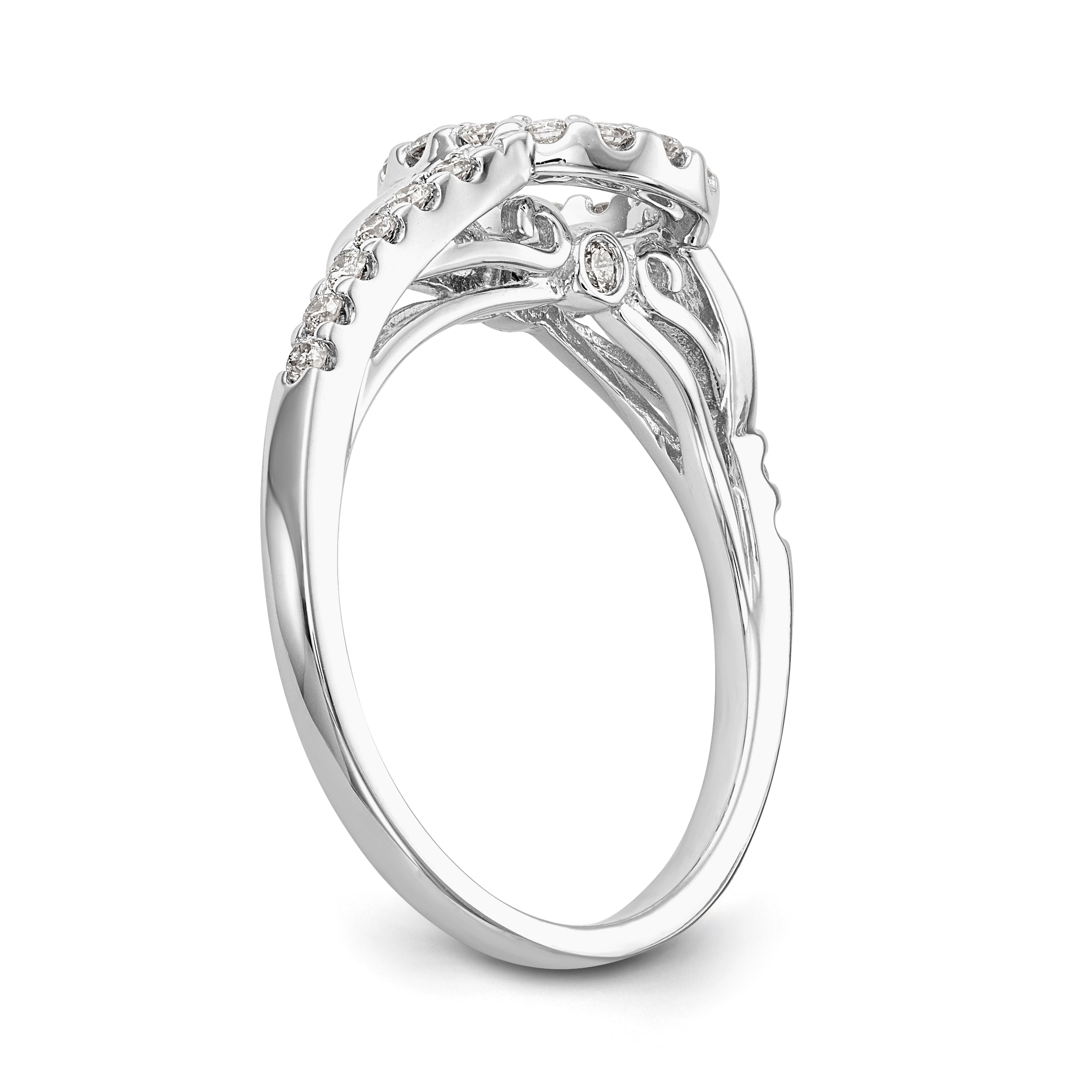 14K White Gold Peg Set Simulated Diamond Halo Engagement Ring