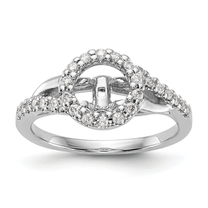 14K White Gold Peg Set Simulated Diamond Halo Engagement Ring