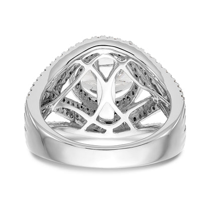 14K White Gold Peg Set Simulated Diamond Halo Engagement Ring