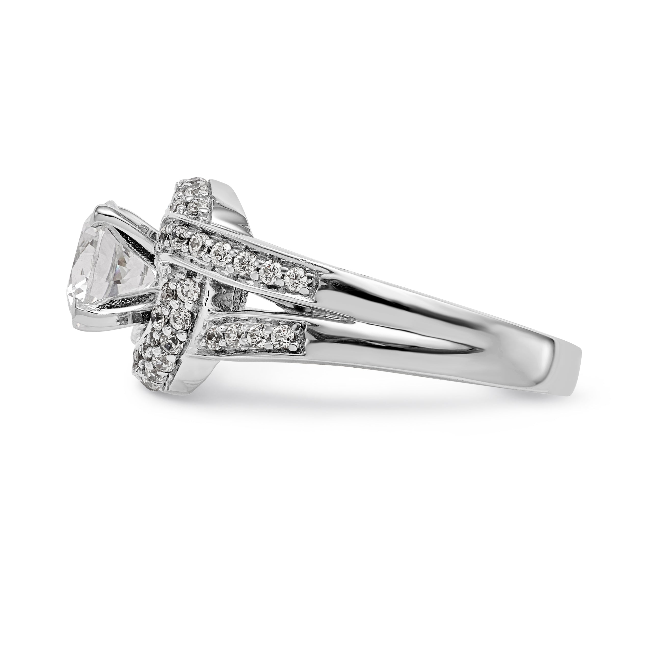 14K White Gold Peg Set Simulated Diamond Halo Engagement Ring