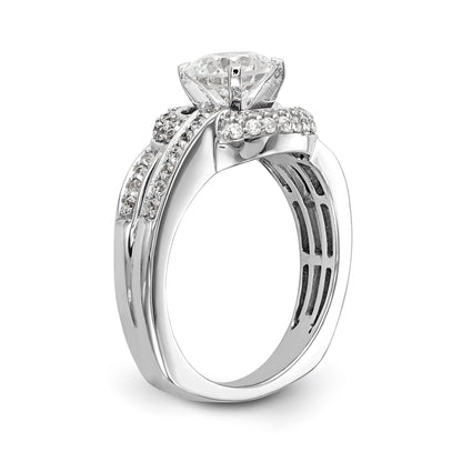 14K White Gold Peg Set Simulated Diamond Halo Engagement Ring