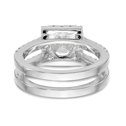 14KW Round Simulated Diamond Square Halo Engagement Ring