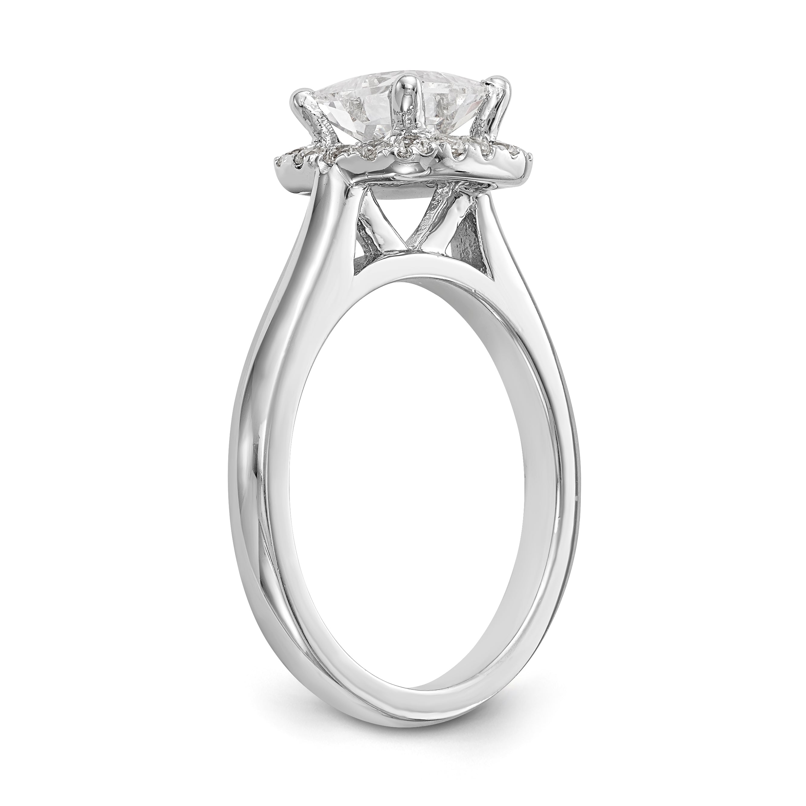 14K White Gold Princess Simulated Diamond Cushion Halo Engagement Ring