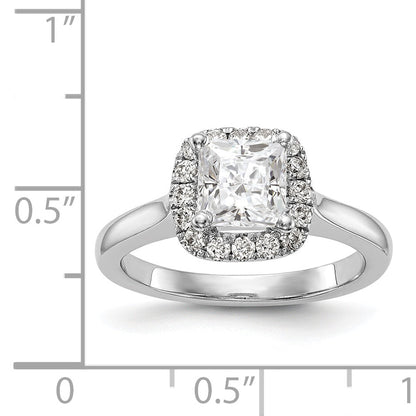 14K White Gold Princess Simulated Diamond Cushion Halo Engagement Ring