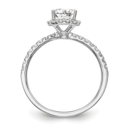 14K White Gold Round Simulated Diamond Cushion Halo Engagement Ring