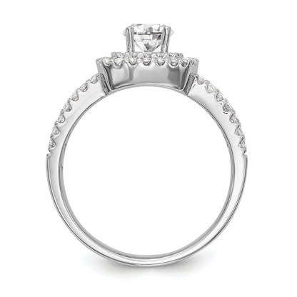 14K White Gold Round Simulated Diamond Cushion Halo Engagement Ring