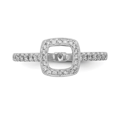 14K White Gold Peg Set Simulated Diamond Cushion Halo Engagement Ring