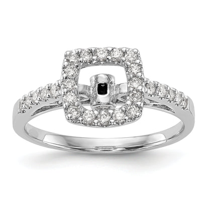 14K White Gold Peg Set Simulated Diamond Cushion Halo Engagement Ring