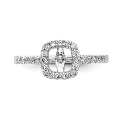 14K White Gold Peg Set Simulated Diamond Cushion Halo Engagement Ring
