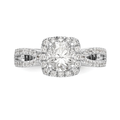 14kw Round Simulated Diamond Cushion Halo Engagement Ring