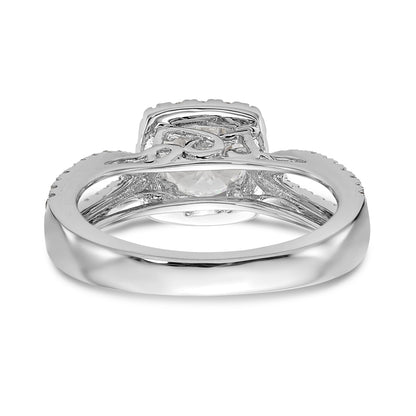 14kw Round Simulated Diamond Cushion Halo Engagement Ring
