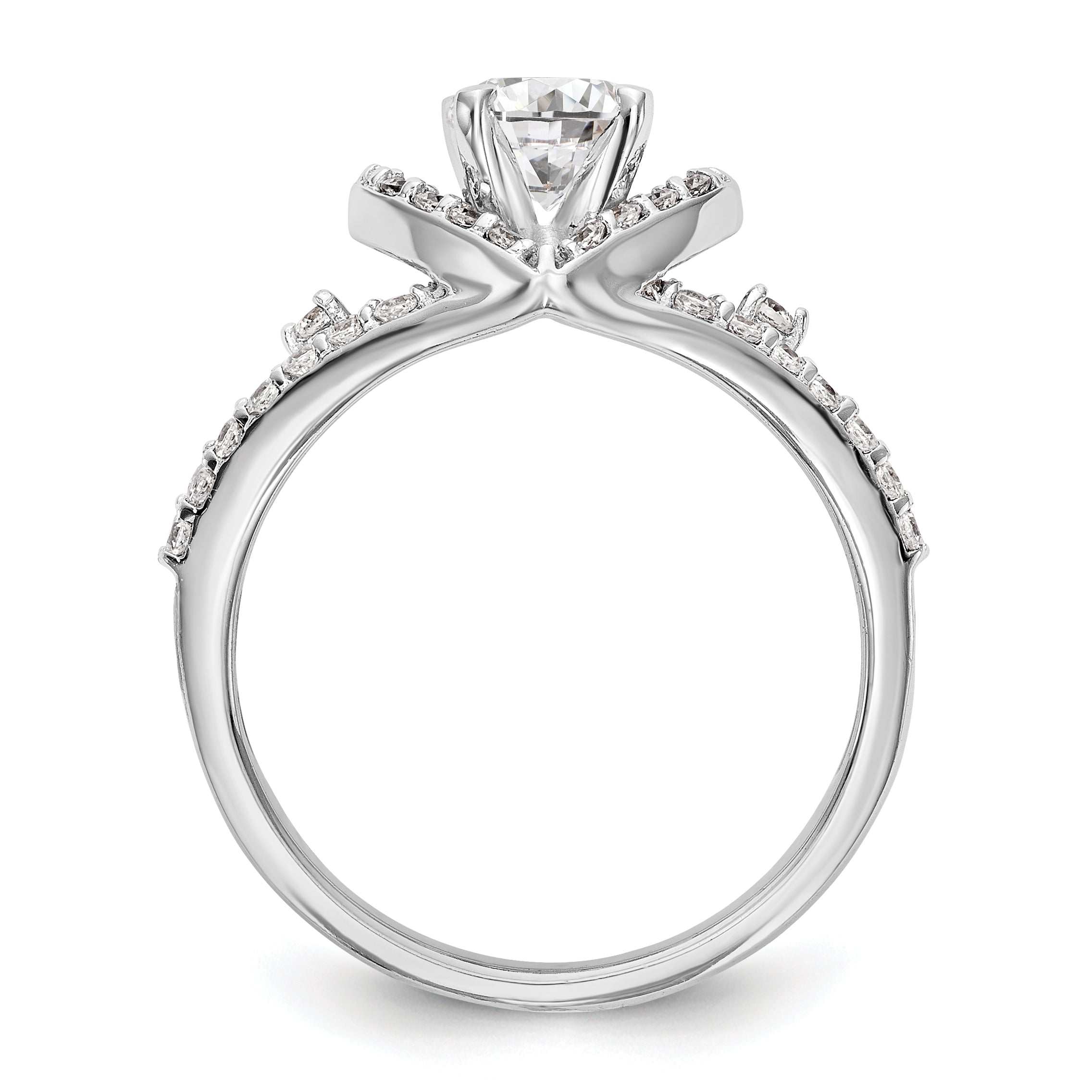 14kw Peg Set Simulated Diamond Cushion Halo Engagement Ring