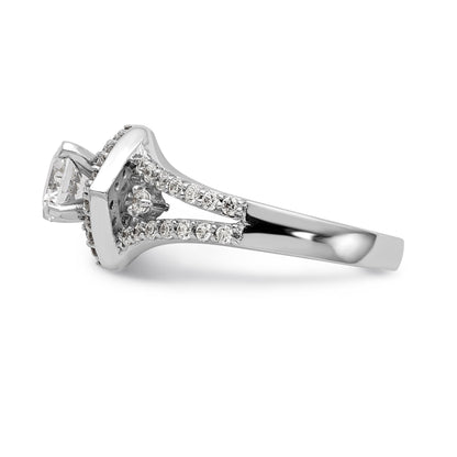 14kw Peg Set Simulated Diamond Cushion Halo Engagement Ring