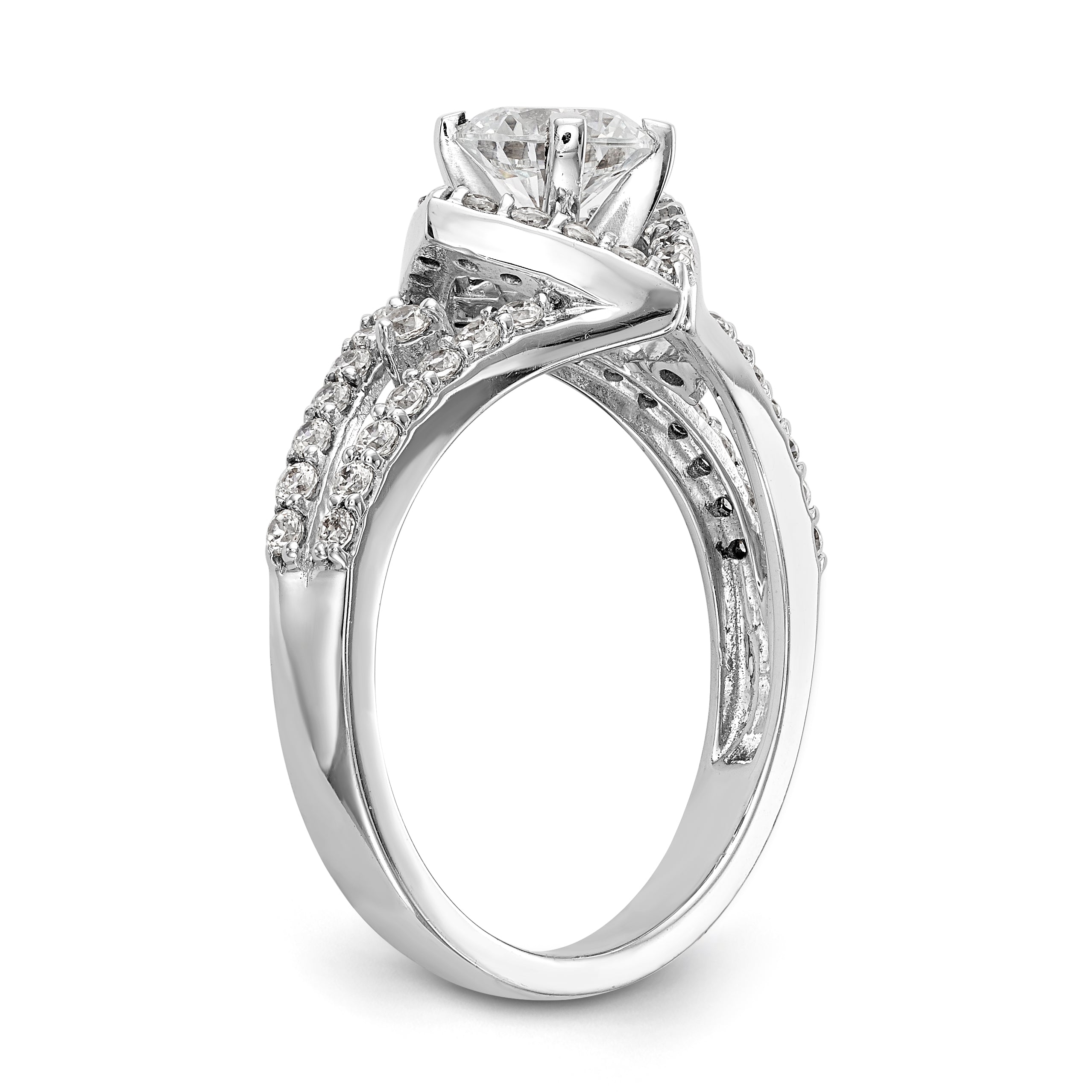 14kw Peg Set Simulated Diamond Cushion Halo Engagement Ring