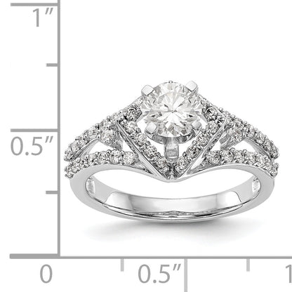 14kw Peg Set Simulated Diamond Cushion Halo Engagement Ring