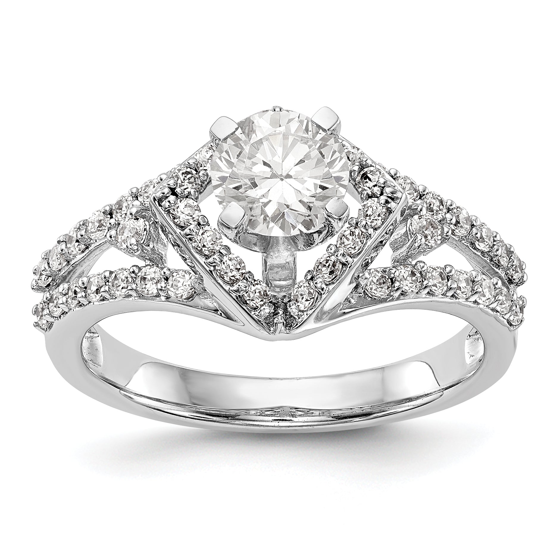 14kw Peg Set Simulated Diamond Cushion Halo Engagement Ring