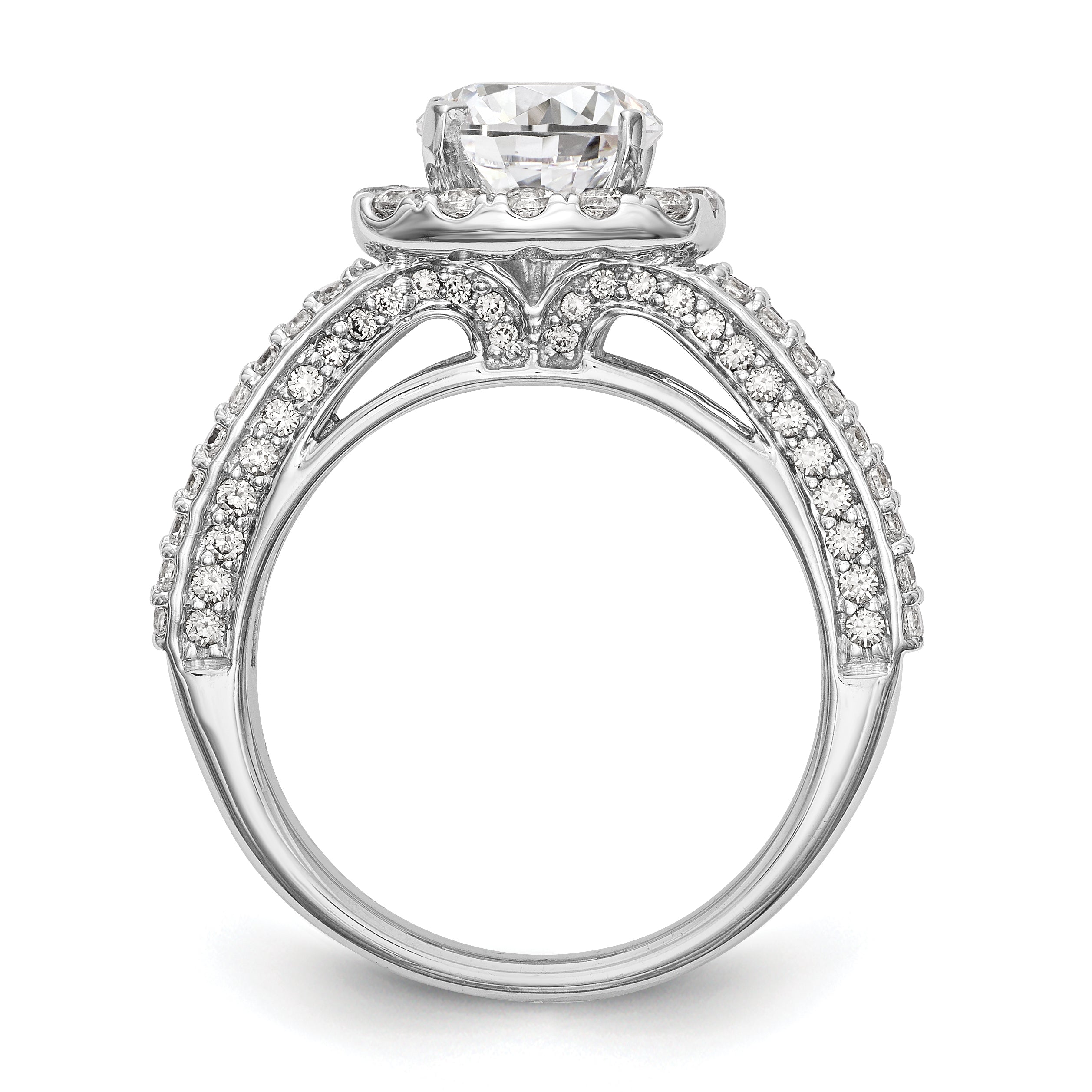 14kw Peg Set Simulated Diamond Cushion Halo Engagement Ring