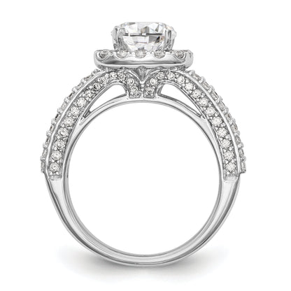 14kw Peg Set Simulated Diamond Cushion Halo Engagement Ring