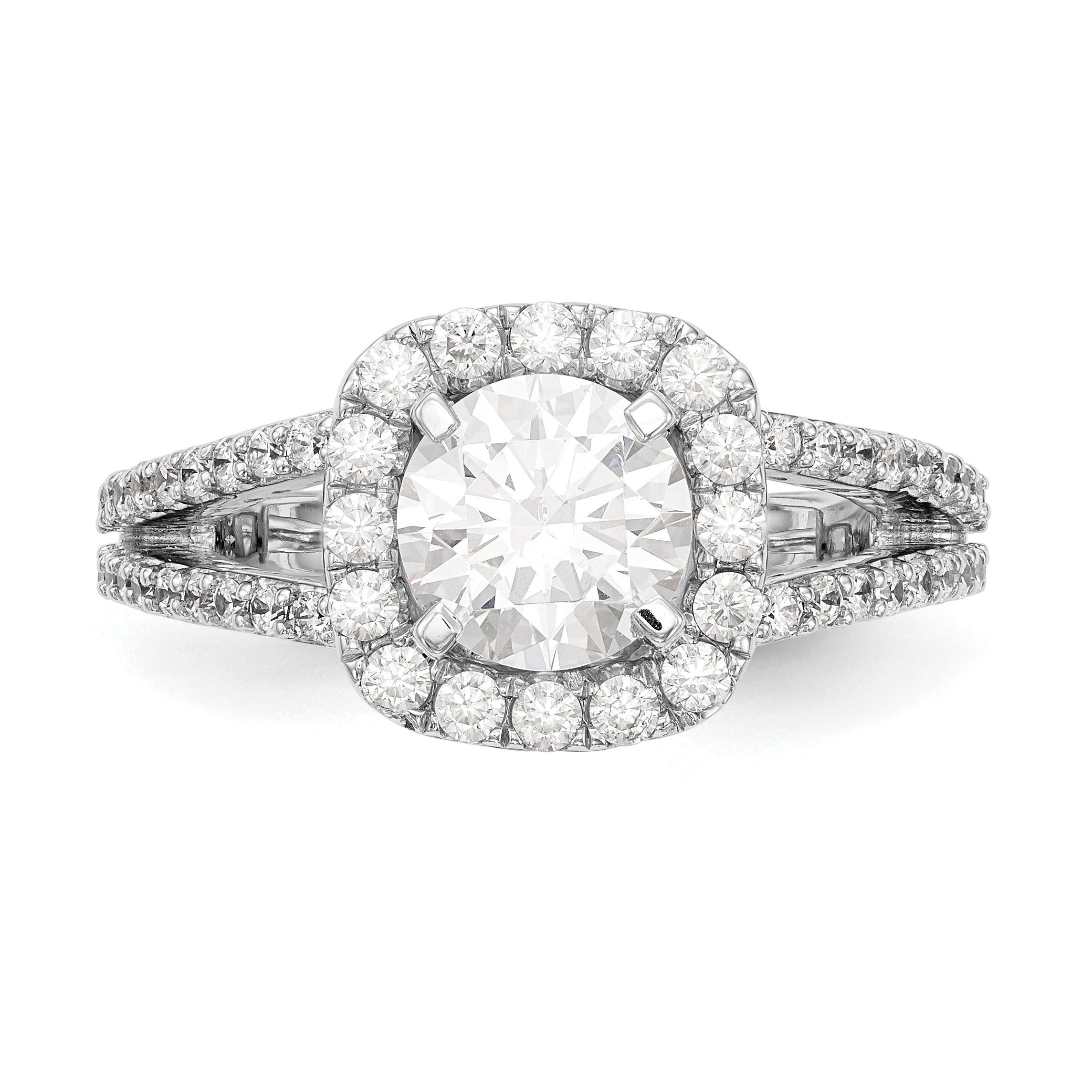 14kw Peg Set Simulated Diamond Cushion Halo Engagement Ring