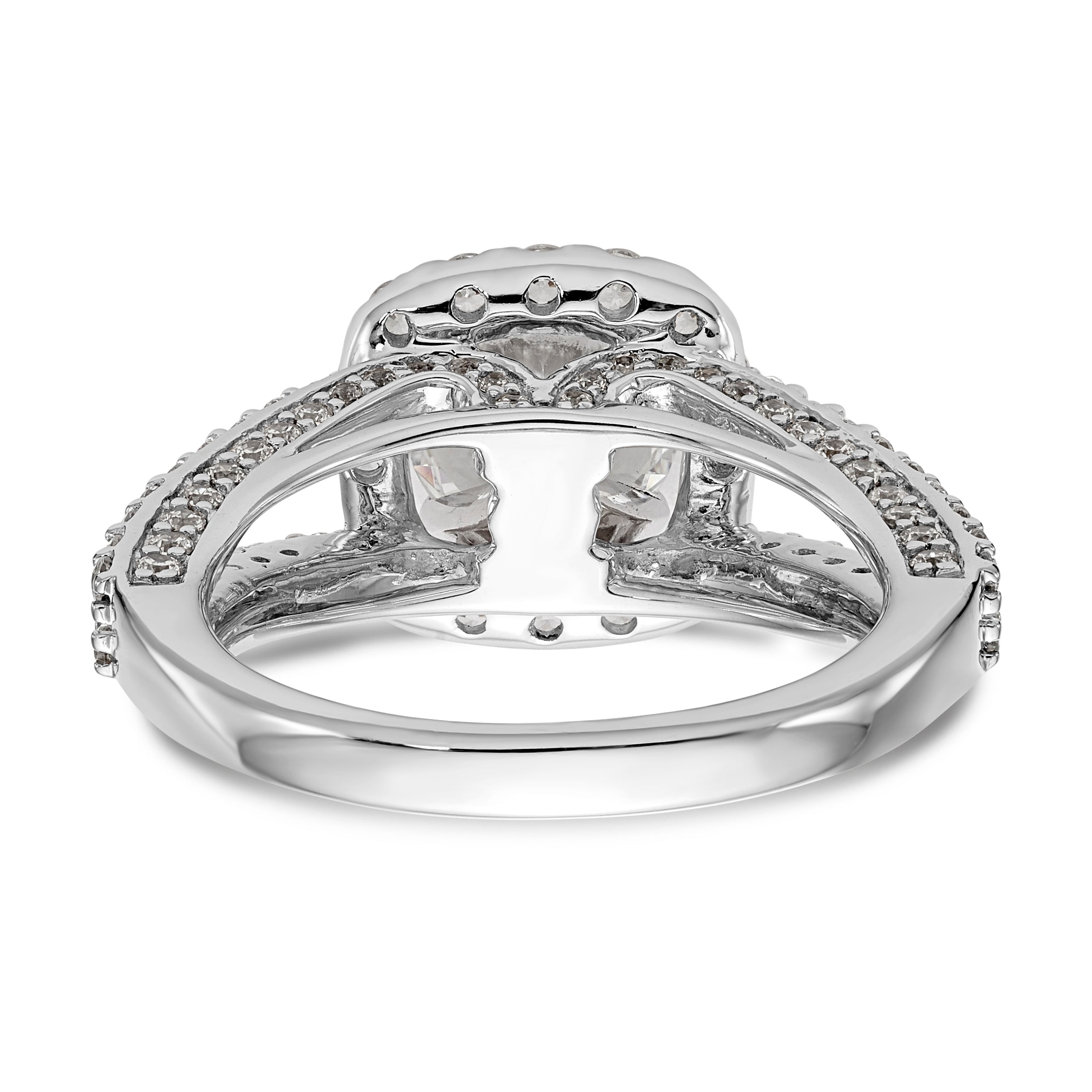 14kw Peg Set Simulated Diamond Cushion Halo Engagement Ring