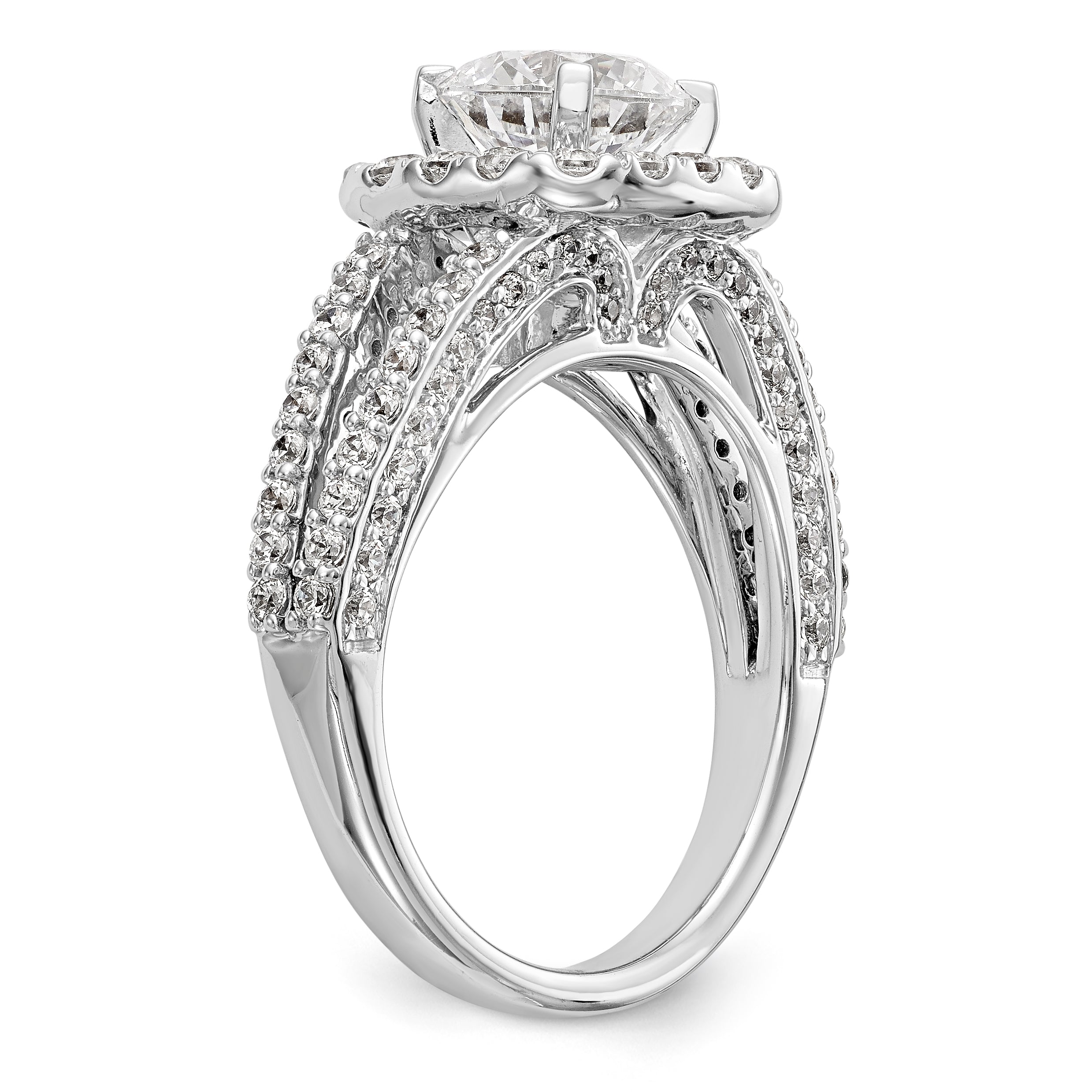 14kw Peg Set Simulated Diamond Cushion Halo Engagement Ring