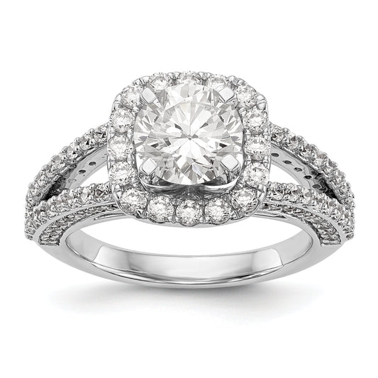 14kw Peg Set Simulated Diamond Cushion Halo Engagement Ring