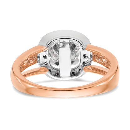 14k R and W Peg Set CZ Cushion Halo Engagement Ring