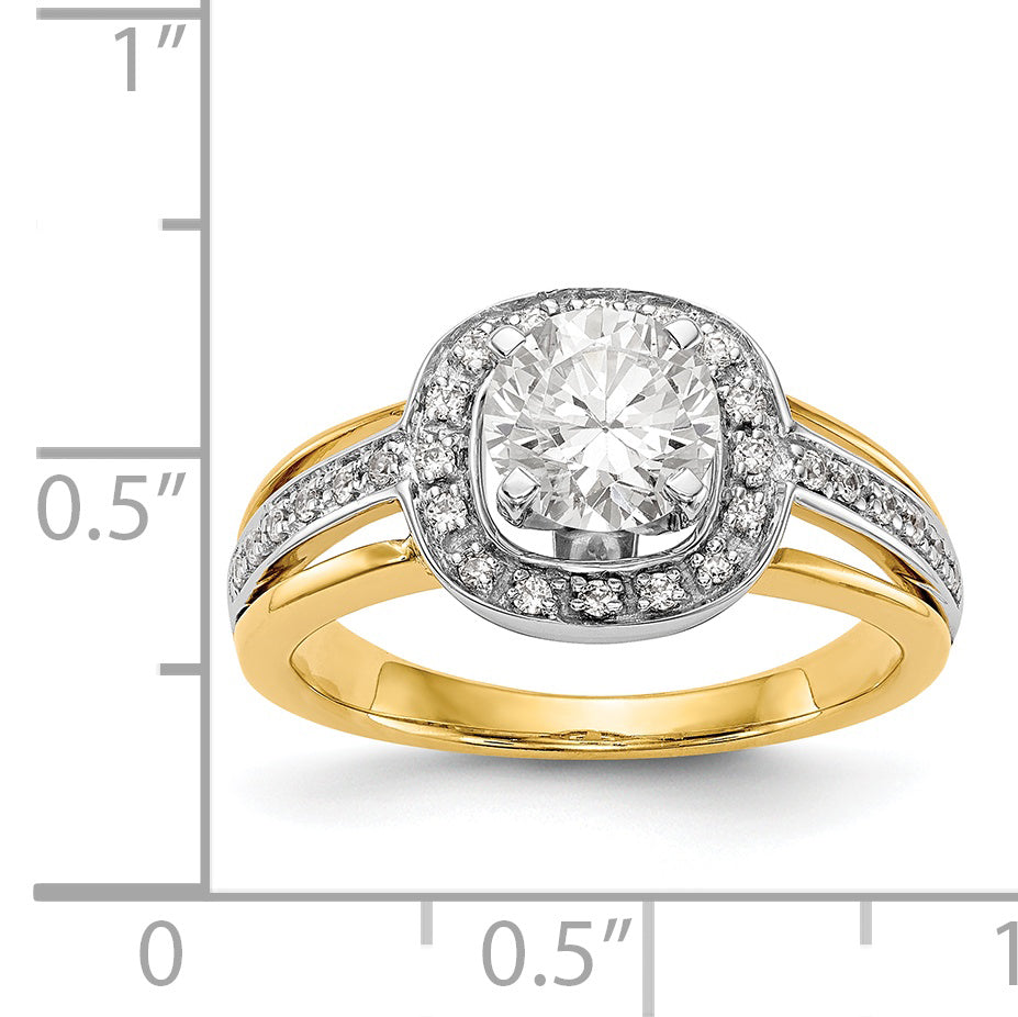 14ktt Peg Set CZ Cushion Halo Engagement Ring