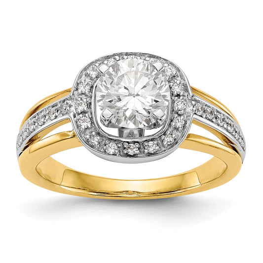 14ktt Peg Set CZ Cushion Halo Engagement Ring