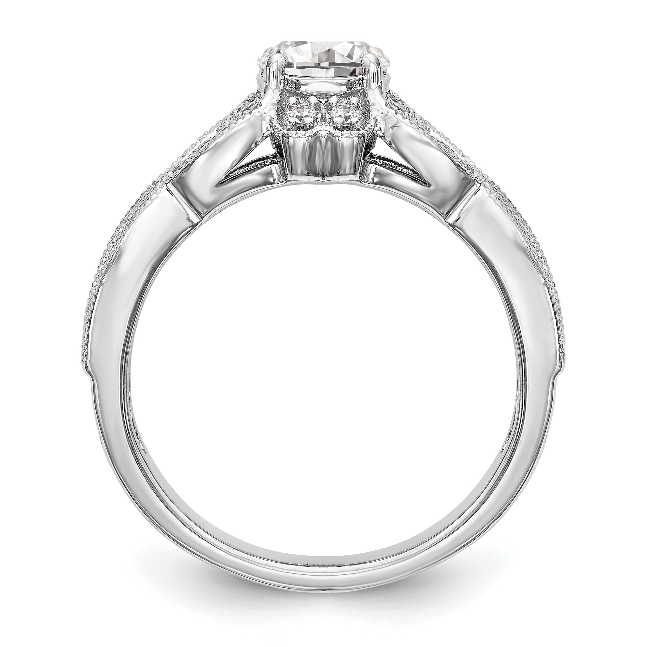 14K White Gold Simulated Diamond Halo Engagement Ring