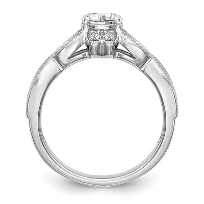 14K White Gold Simulated Diamond Halo Engagement Ring