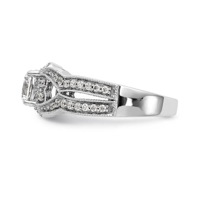 14K White Gold Simulated Diamond Halo Engagement Ring