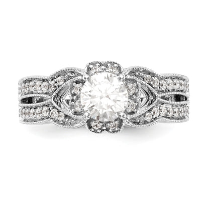 14K White Gold Simulated Diamond Halo Engagement Ring