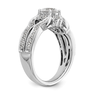 14K White Gold Simulated Diamond Halo Engagement Ring
