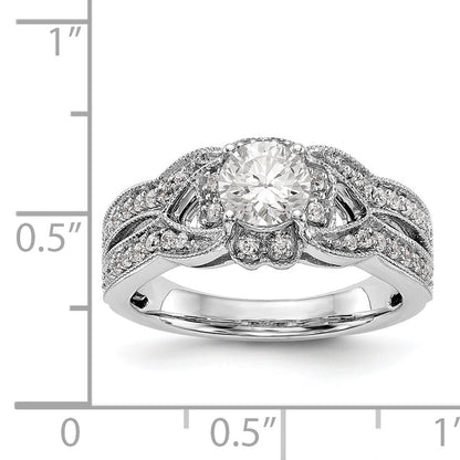 14K White Gold Simulated Diamond Halo Engagement Ring