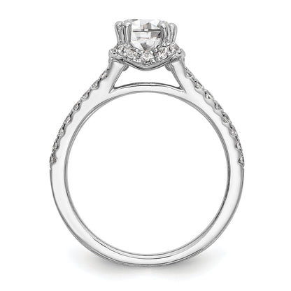 14K White Gold Round Simulated Diamond Halo Engagement Ring