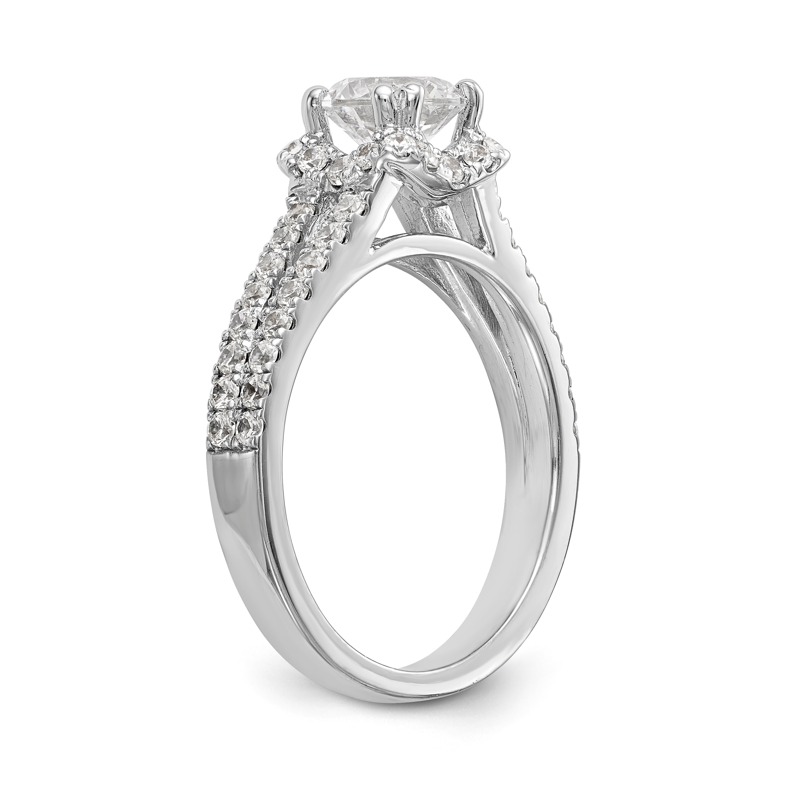 14K White Gold Round Simulated Diamond Halo Engagement Ring