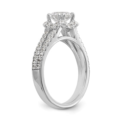 14K White Gold Round Simulated Diamond Halo Engagement Ring