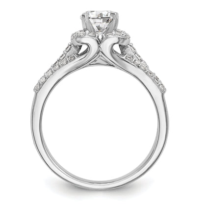 14kw Peg Set Simulated Diamond Halo Engagement Ring