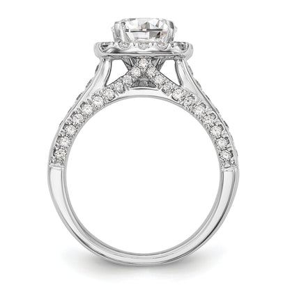 14K White Gold Round Simulated Diamond Halo Engagement Ring