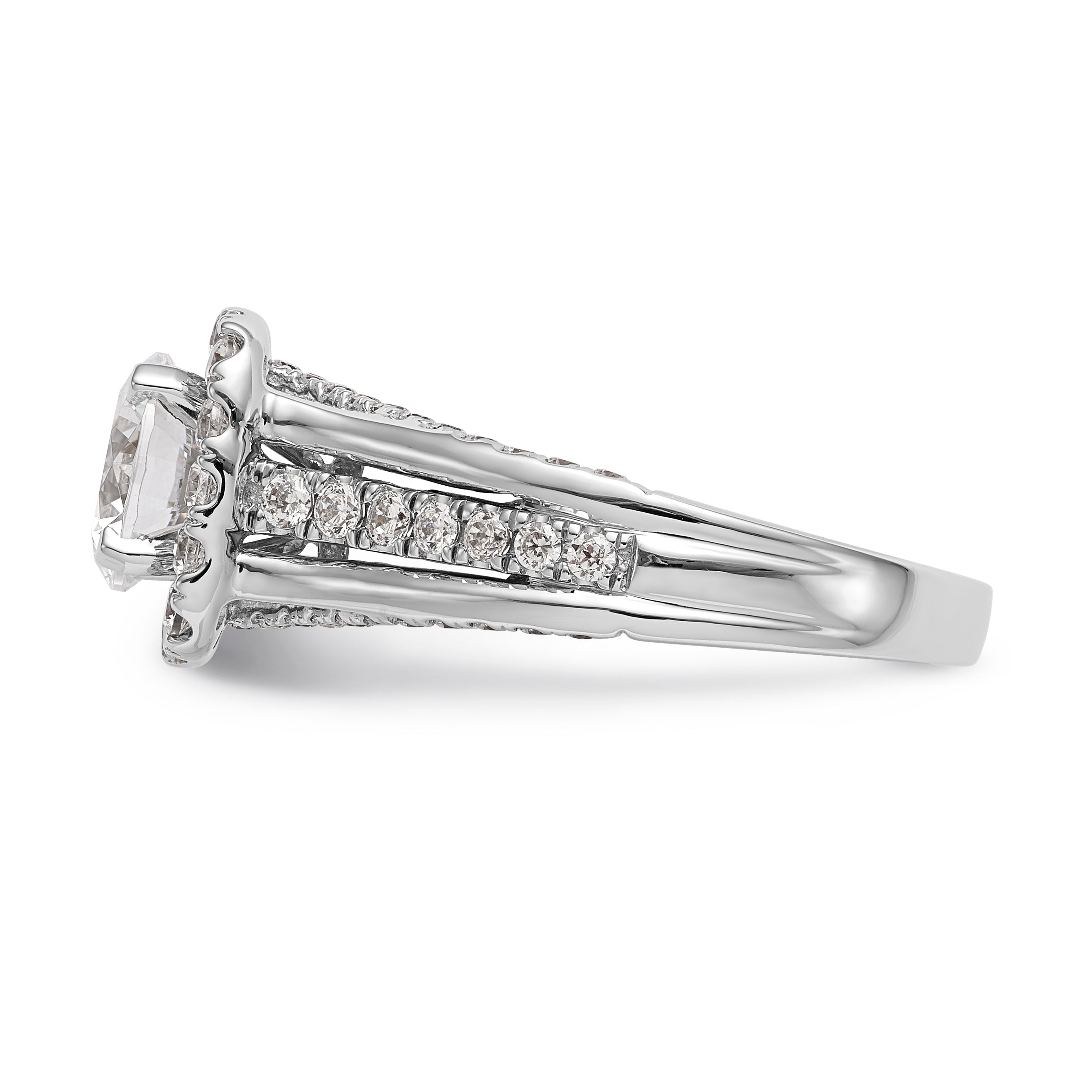 14K White Gold Round Simulated Diamond Halo Engagement Ring