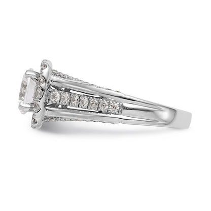 14K White Gold Round Simulated Diamond Halo Engagement Ring
