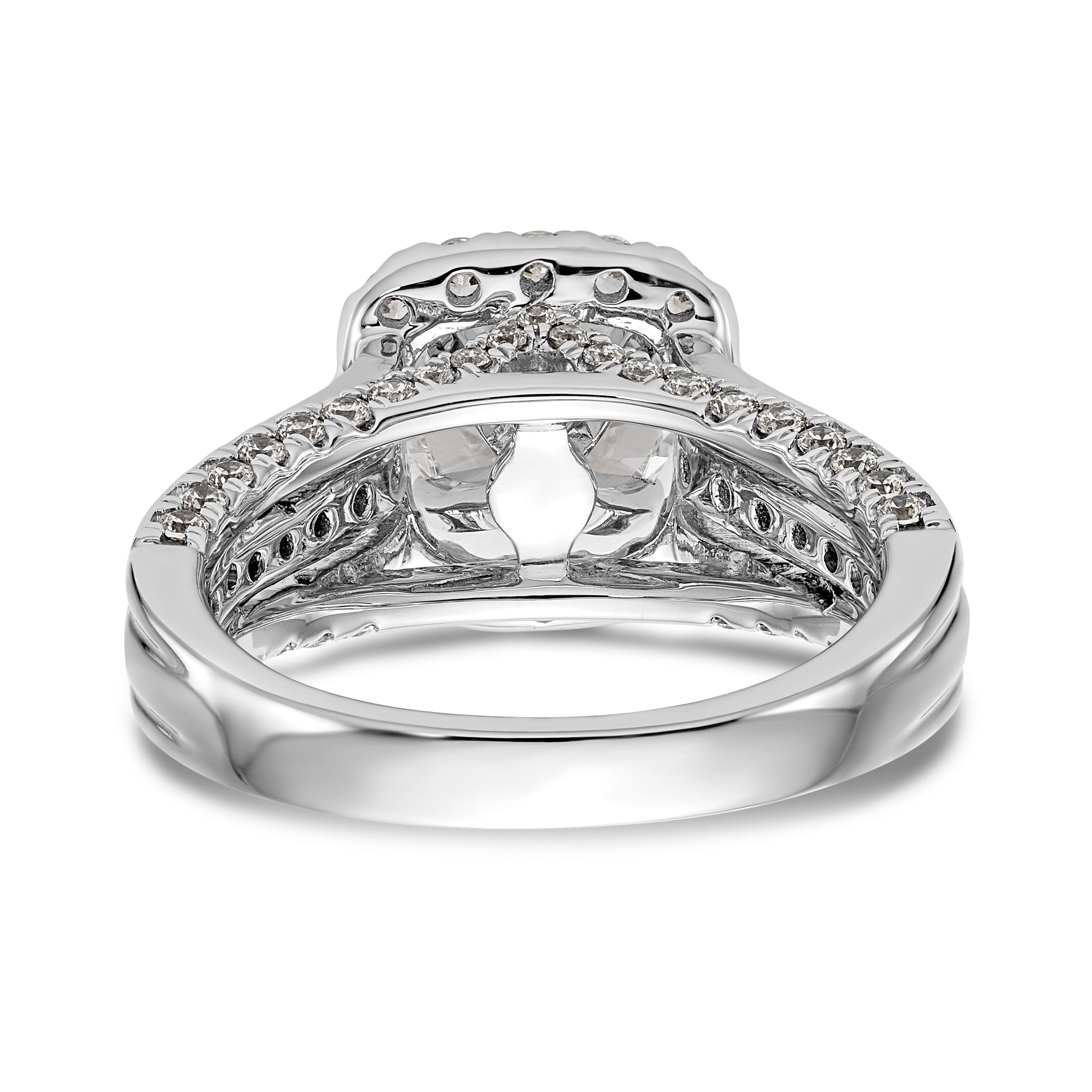 14K White Gold Round Simulated Diamond Halo Engagement Ring