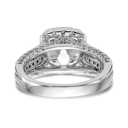 14K White Gold Round Simulated Diamond Halo Engagement Ring