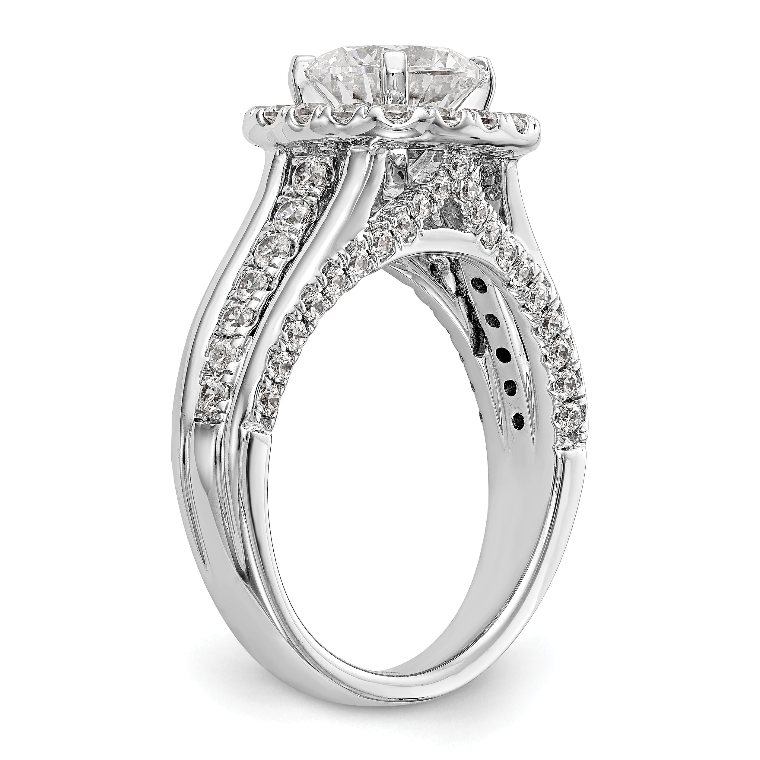 14K White Gold Round Simulated Diamond Halo Engagement Ring