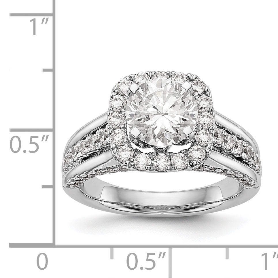 14K White Gold Round Simulated Diamond Halo Engagement Ring