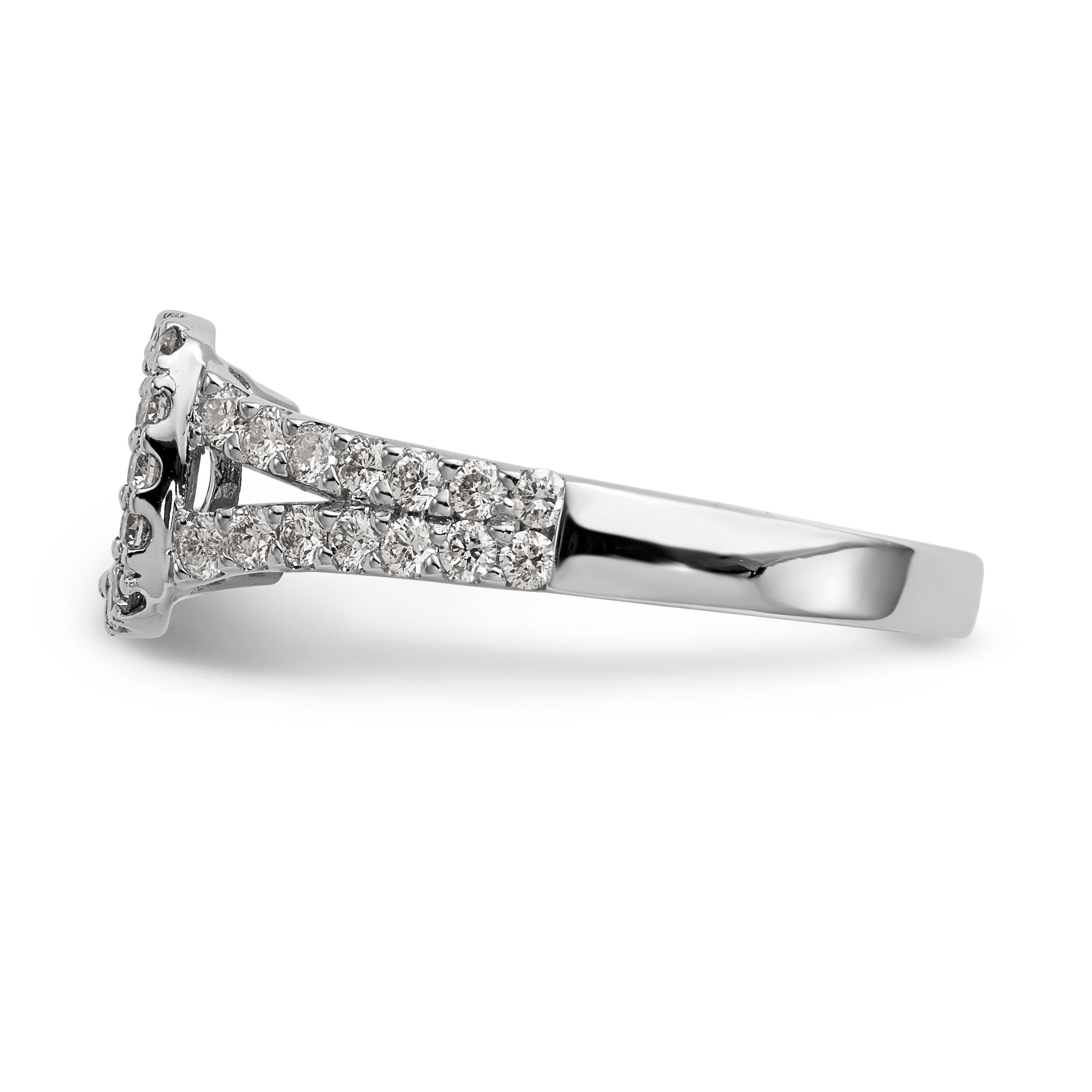 14K White Gold Peg Set Dia CZ Cushion Halo Engagement Ring