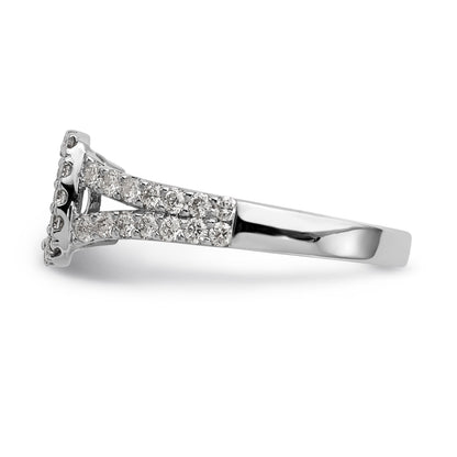 14K White Gold Peg Set Dia CZ Cushion Halo Engagement Ring