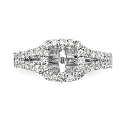 14K White Gold Peg Set Dia CZ Cushion Halo Engagement Ring