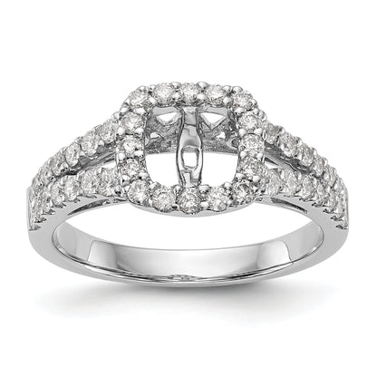 14K White Gold Peg Set Dia CZ Cushion Halo Engagement Ring